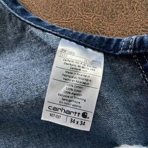 34x34 Denim Carhartt Bib Overalls